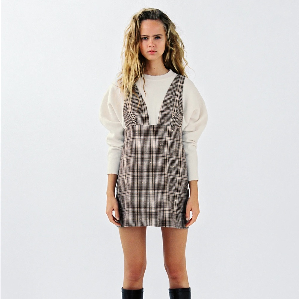 Zara Plaid Pinafore Dress